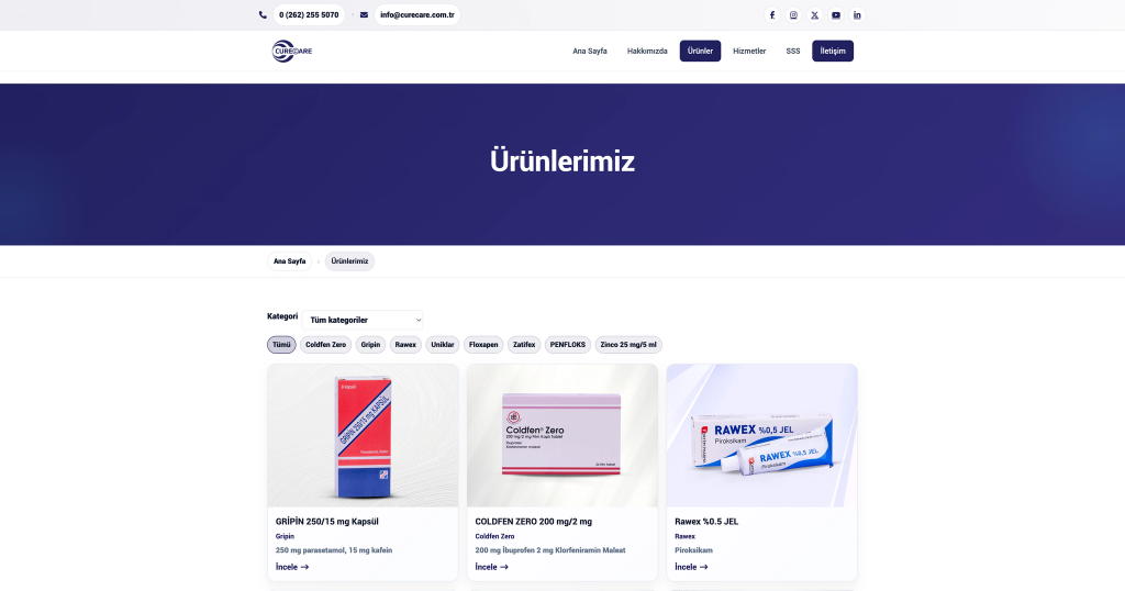 CureCare İlaç & Sağlık Masaüstü Sayfa 1