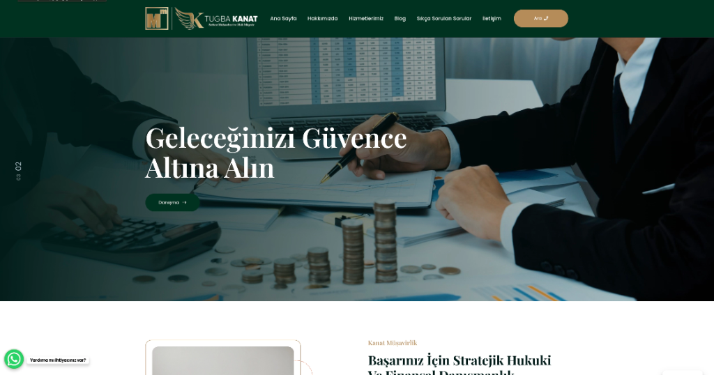 Kanat Müşavirlik ana sayfa masaüstü hero karşılama ekranı